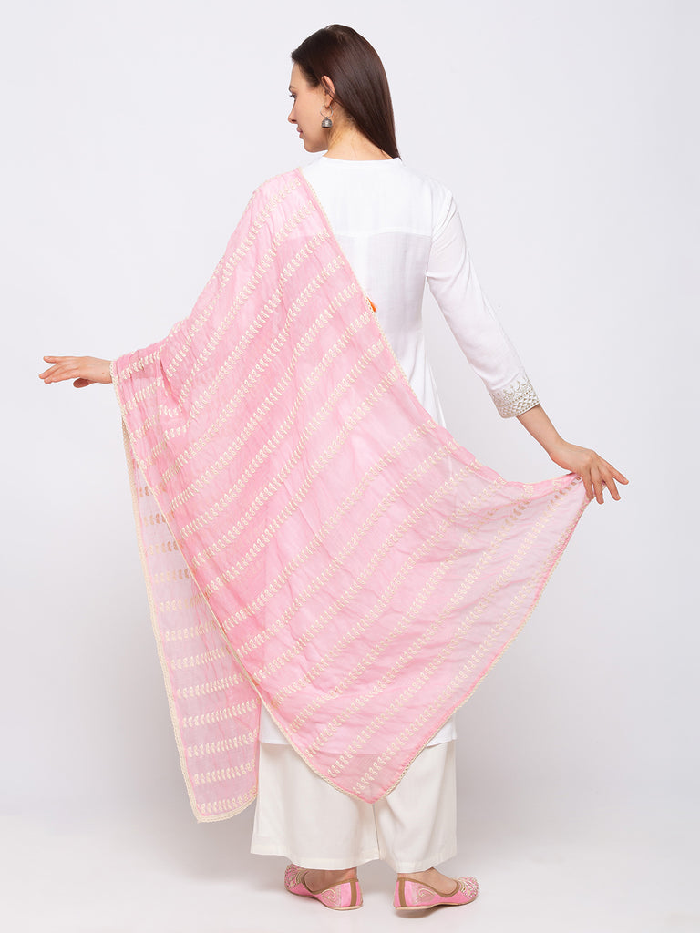 Women's Pink Cotton Blend  Dupatta