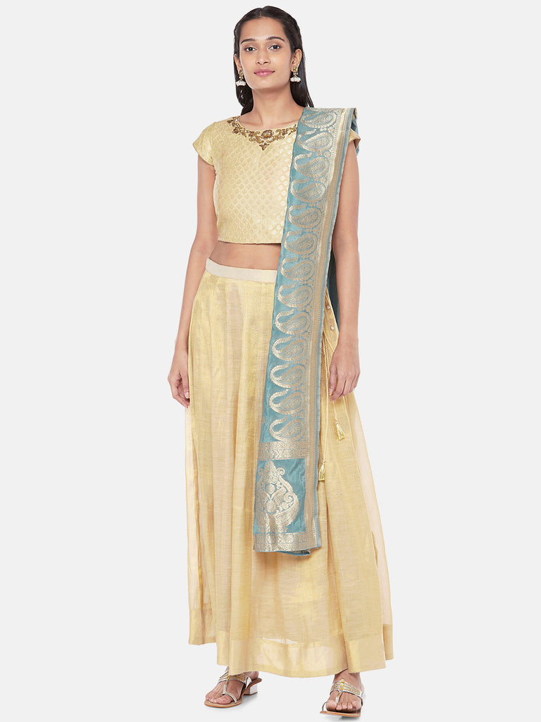 Brocade Straight Women Grey Dupatta