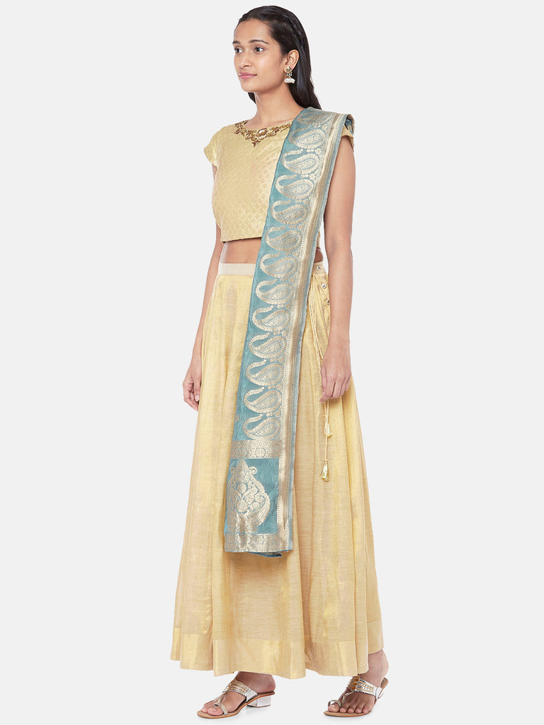 Brocade Straight Women Grey Dupatta