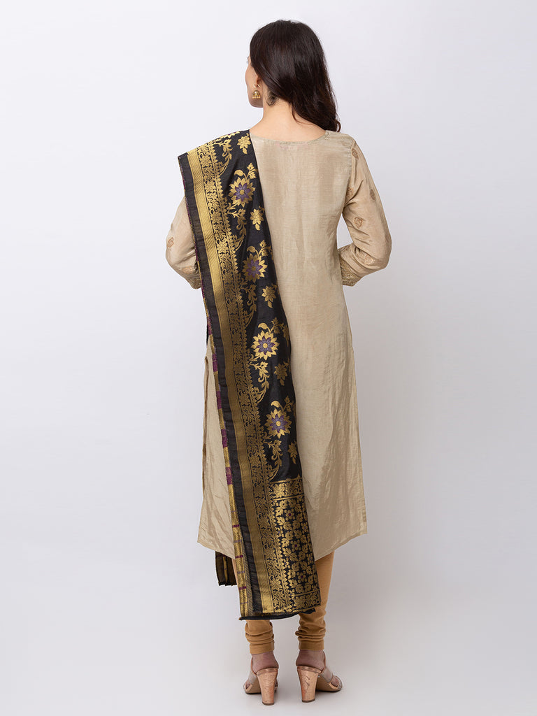 Women Straight Black Dupatta