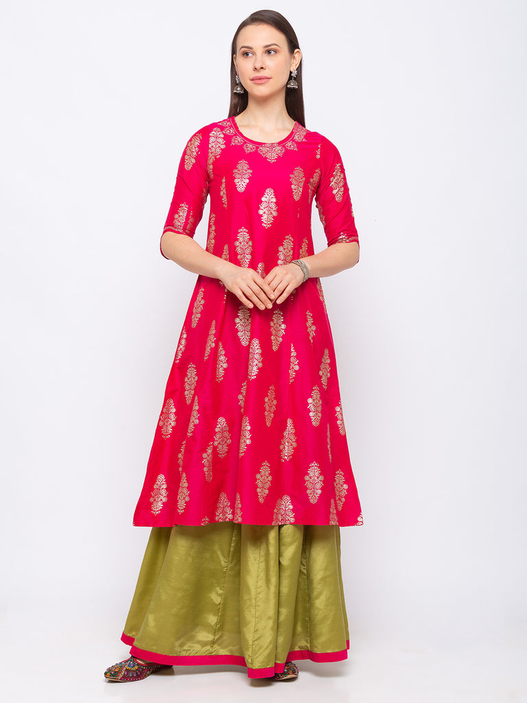 Art Silk Women Magenta Skd