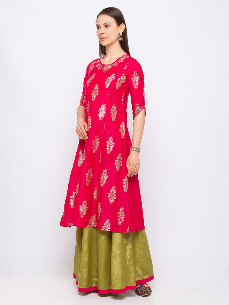 Art Silk Women Magenta Skd