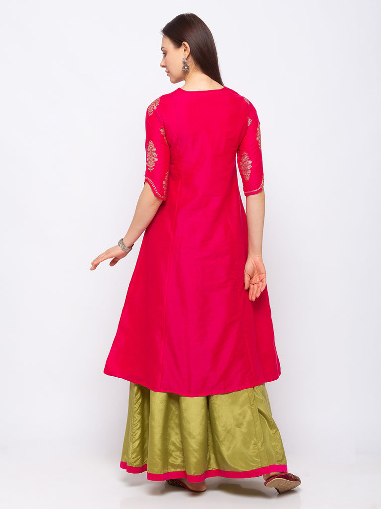 Art Silk Women Magenta Skd