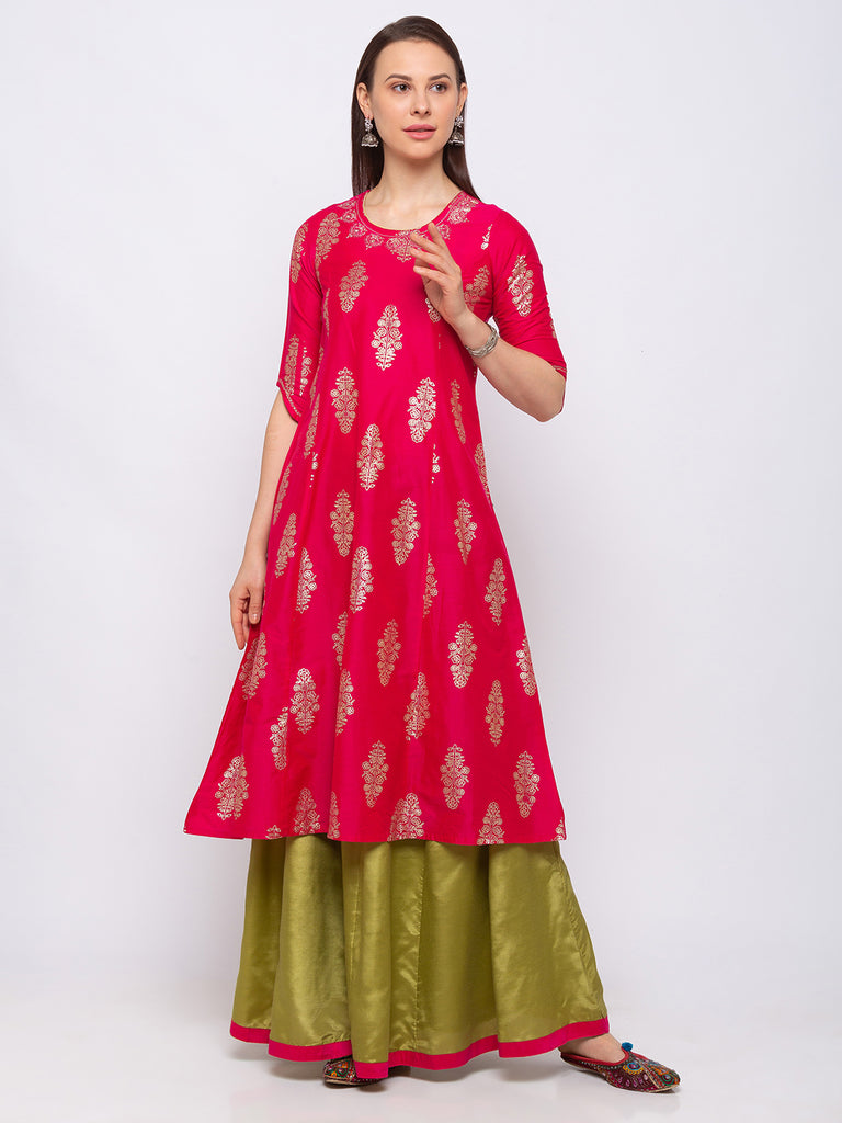 Art Silk Women Magenta Skd