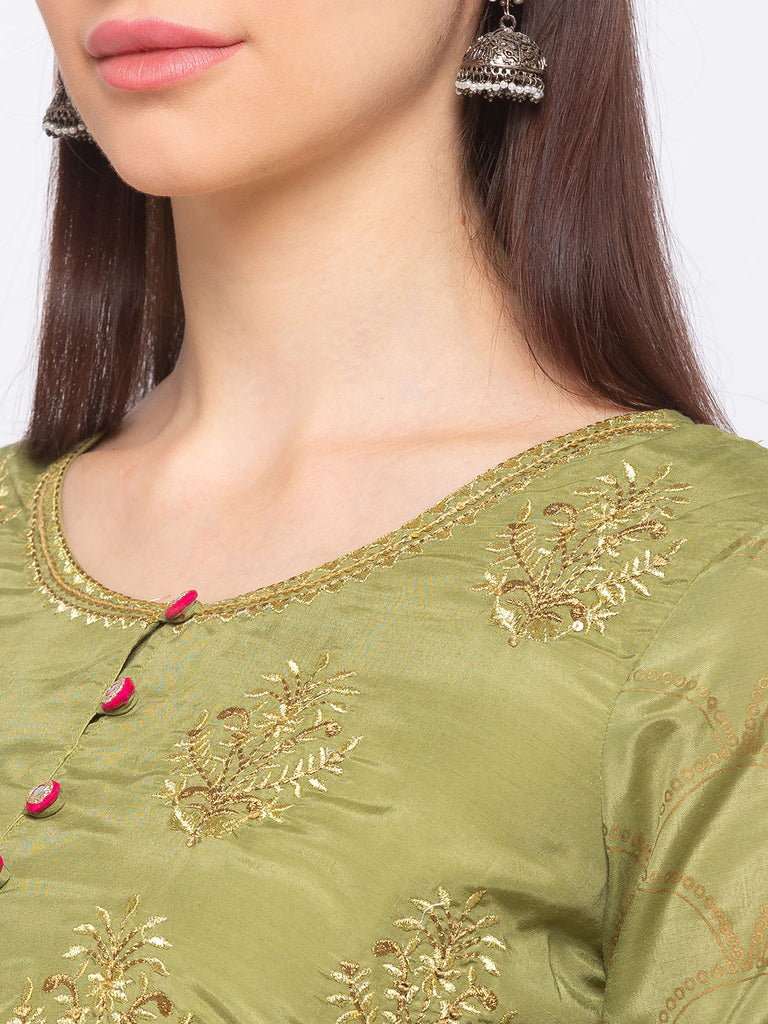Shantoon Women Sap Green Skd