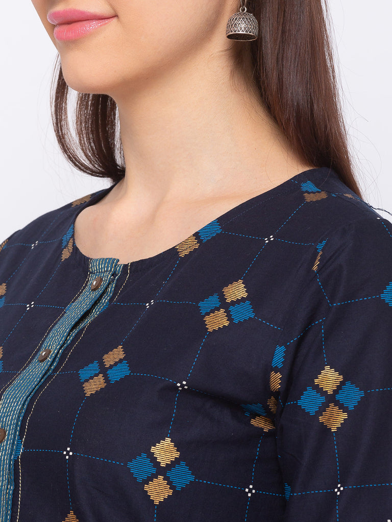 Cotton Blue Women Kurta