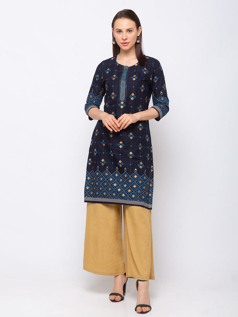 Cotton Blue Women Kurta