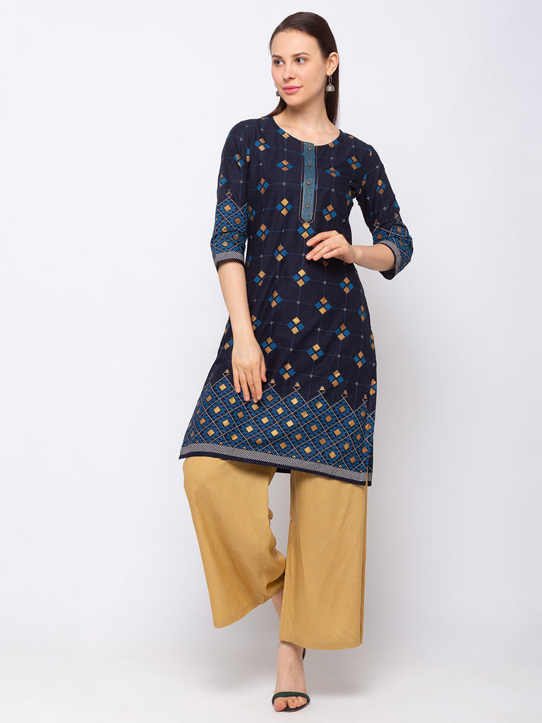 Cotton Blue Women Kurta