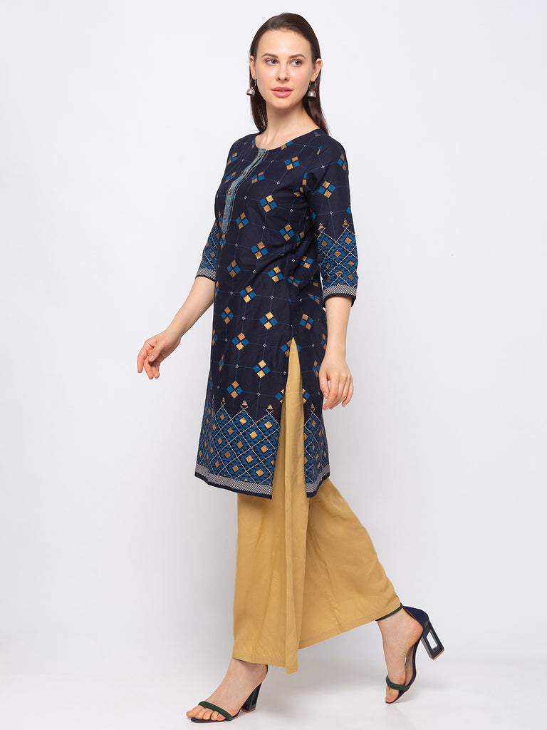 Cotton Blue Women Kurta