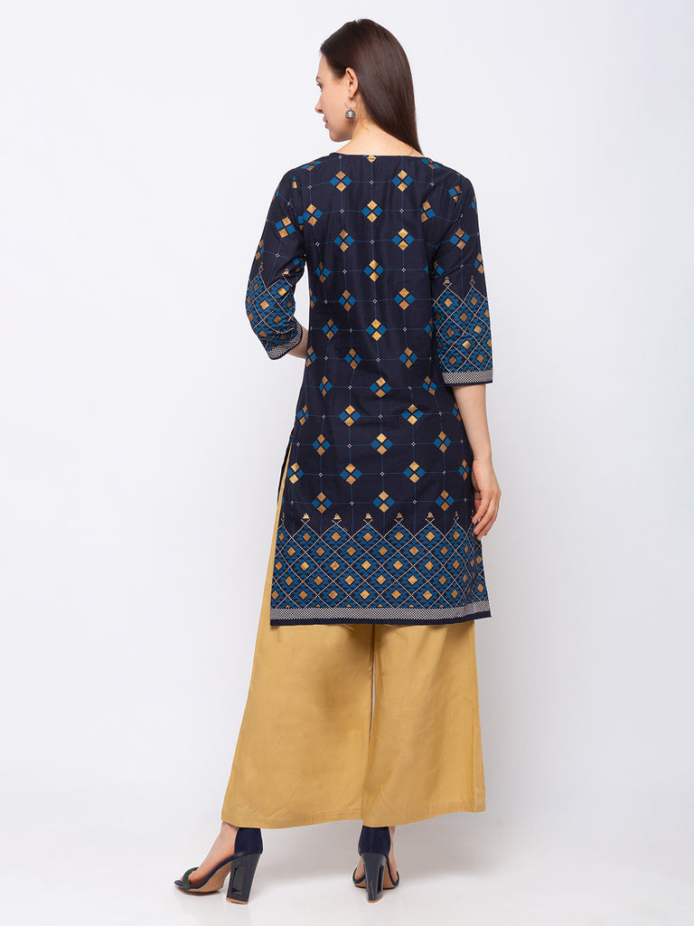Cotton Blue Women Kurta