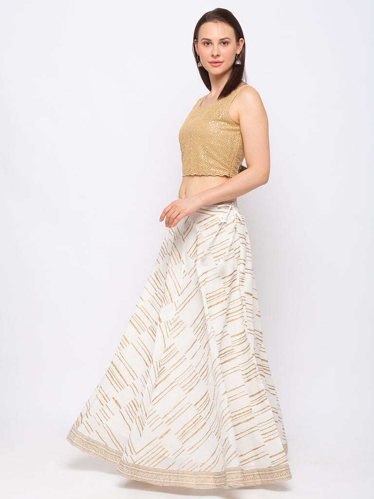 Viscose Rayon Off White Women Skirt