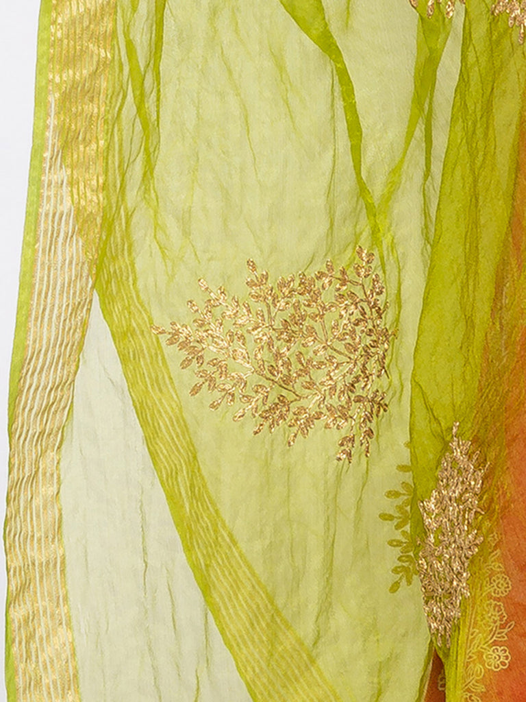 Chanderi Women Sap Green Dupatta