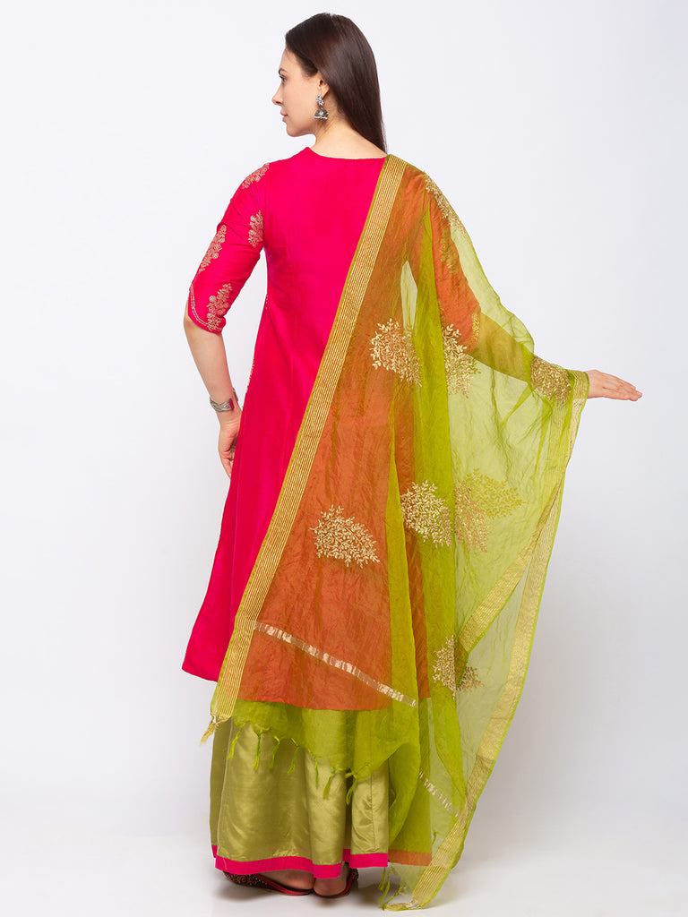 Chanderi Women Sap Green Dupatta