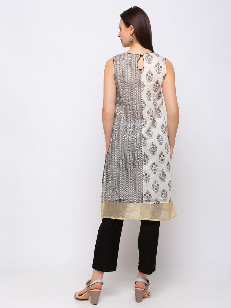 Chanderi Cotton Off White Women Kurta