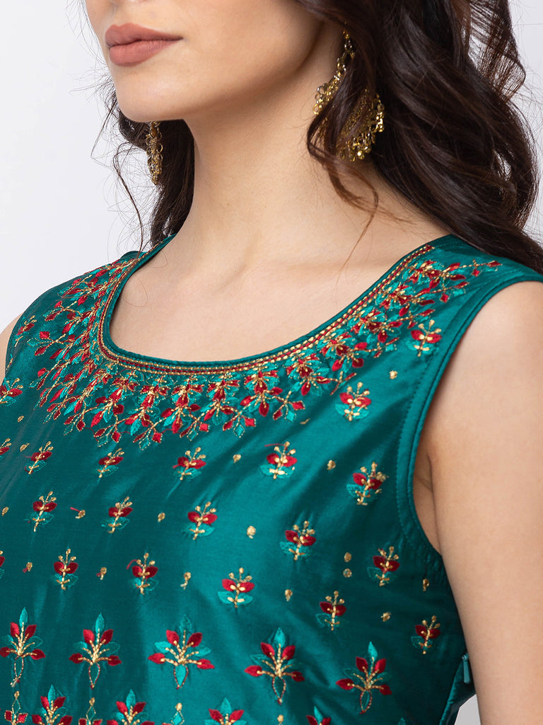 Women Maxi Sleeveless Green Gown