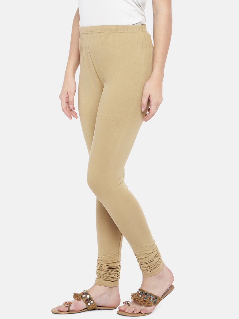 Core Women Churidar Beige Knit Churidar