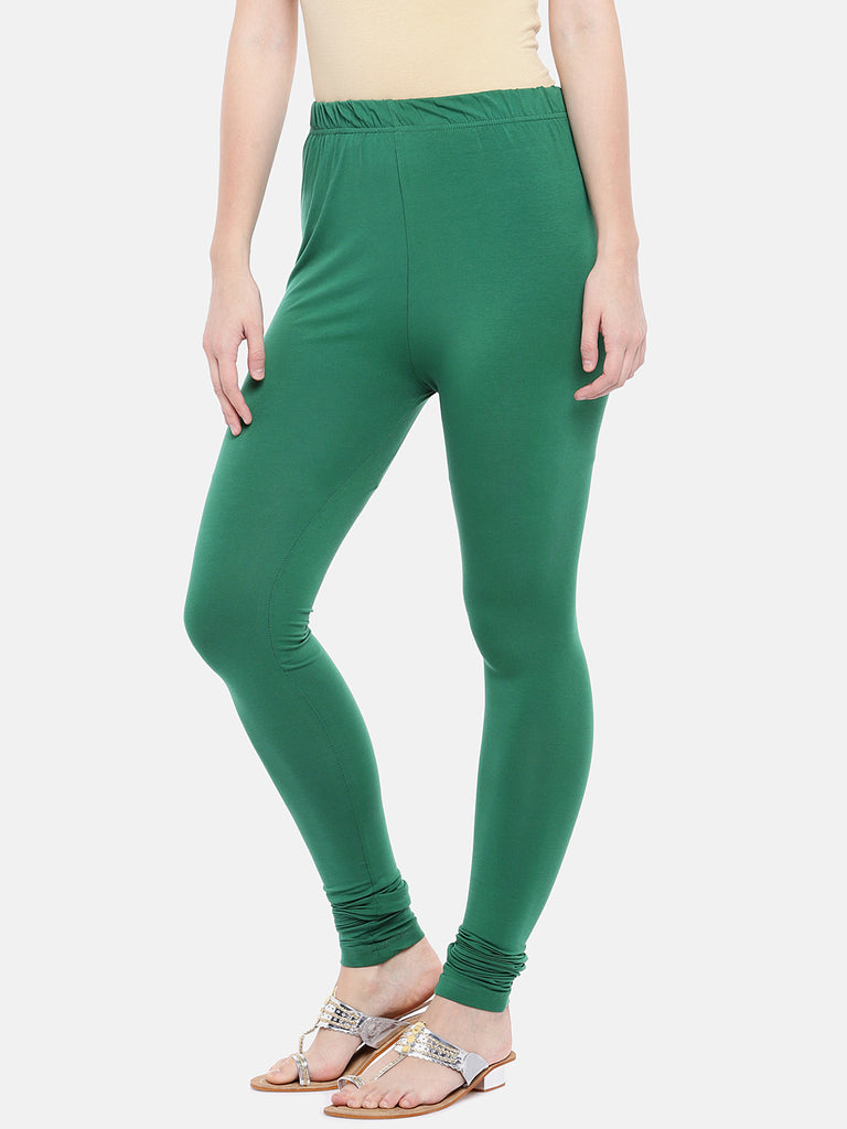 Women's Green Cotton  Chudidar