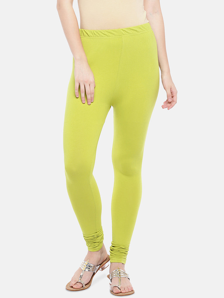 Women Churidar Lime Green Knit Churidar