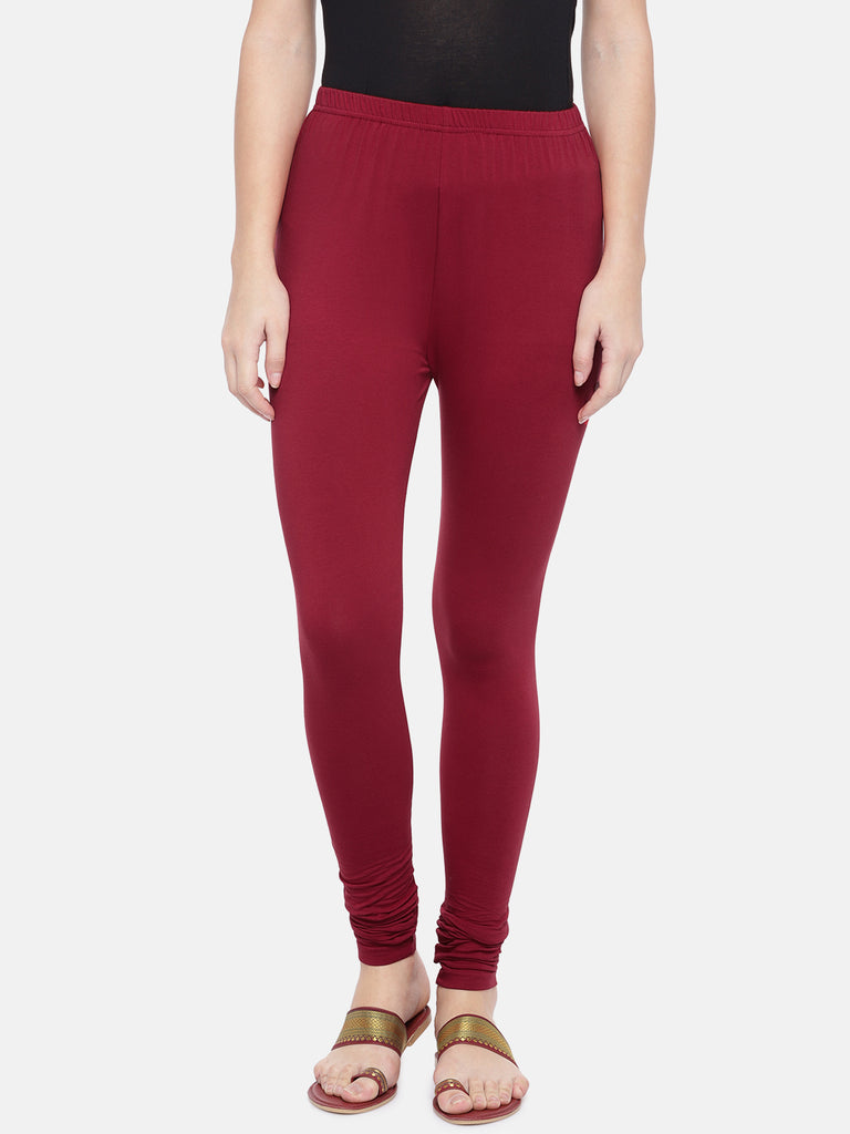 Women's Maroon Cotton  Chudidar
