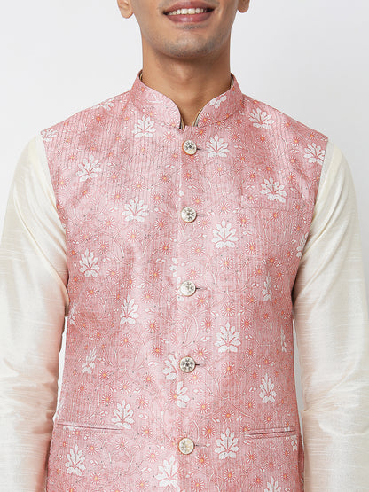 Men's Pink Polyester Floral Jackets