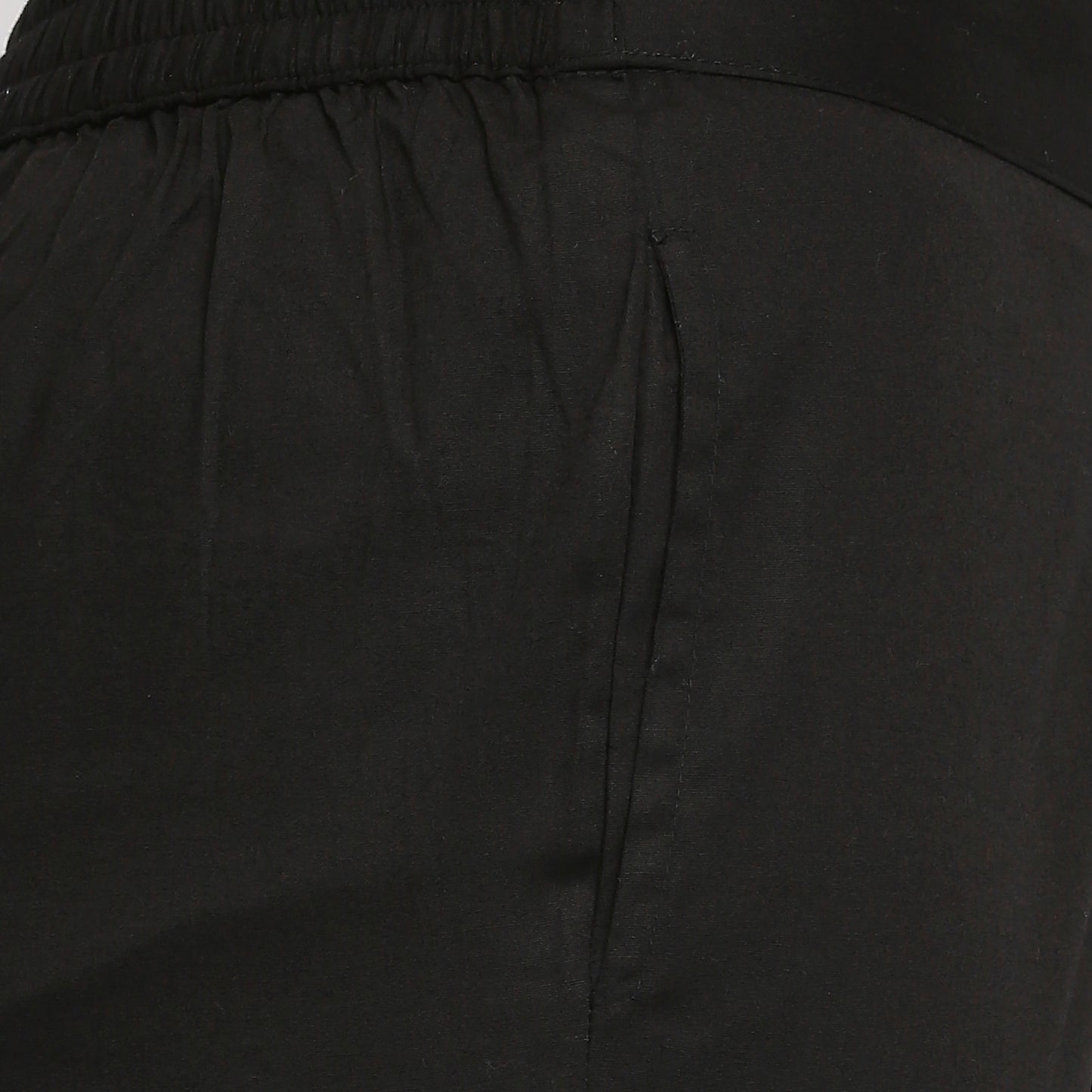 Women's Black Cotton Solid Pants