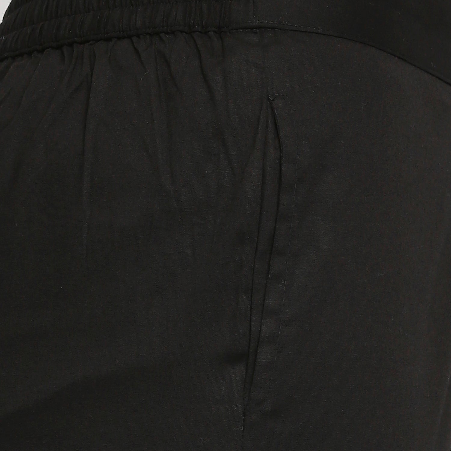 Women's Black Cotton Solid Pants