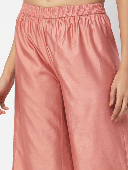 Women's Peach Gadhwaal Solid Palazzo