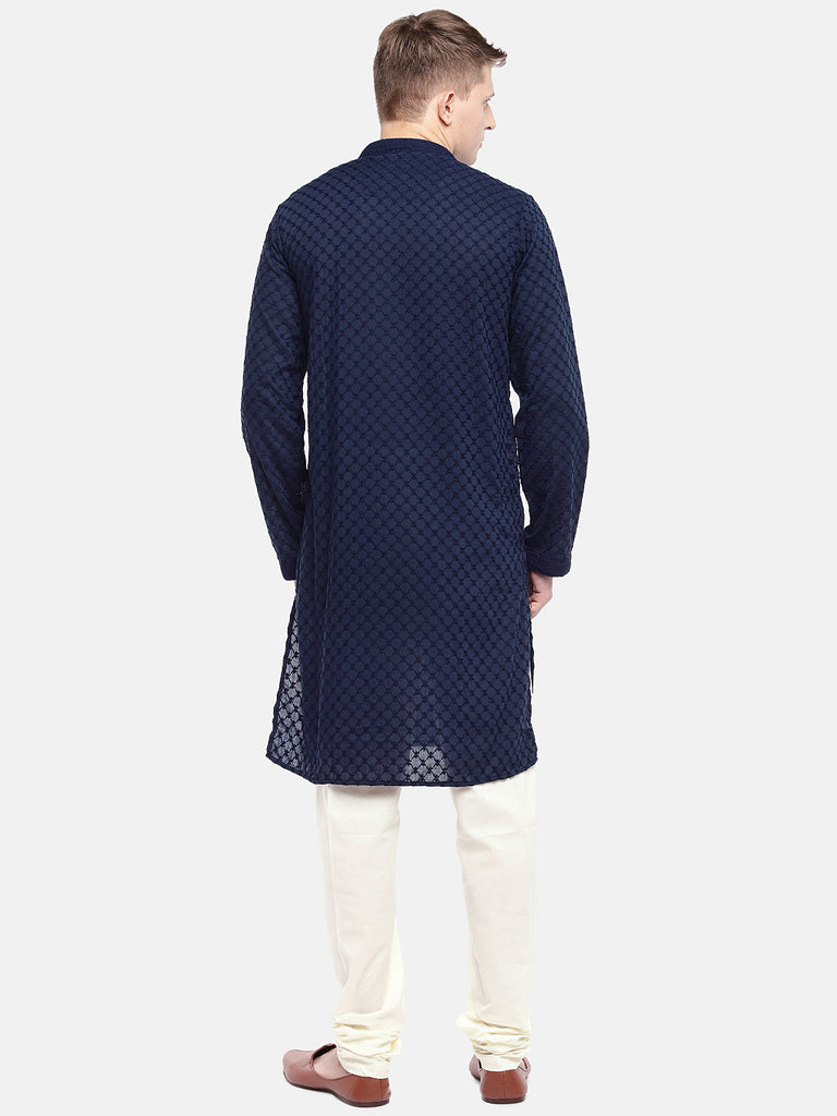 Men Straight Full Sleeve Navy Kp Set