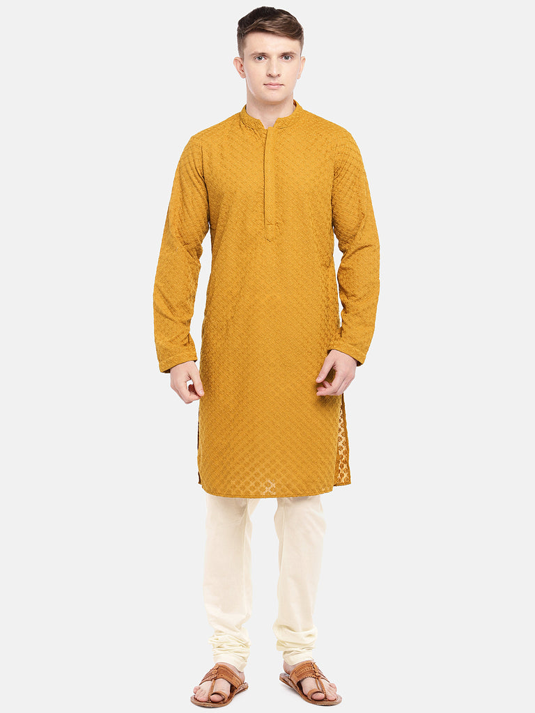 Men Straight Full Sleeve Mustard Kp Set