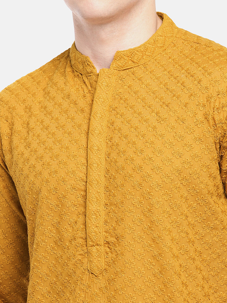 Men Straight Full Sleeve Mustard Kp Set