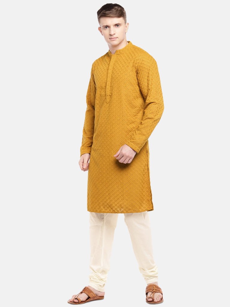 Men Straight Full Sleeve Mustard Kp Set