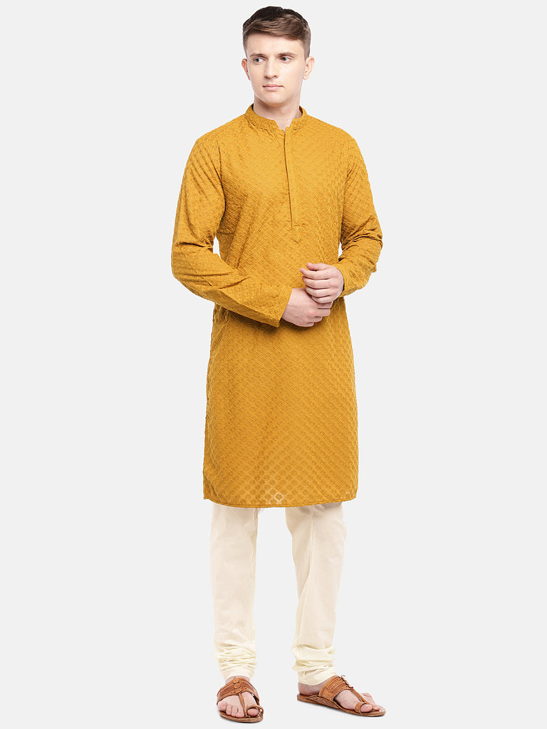 Men Straight Full Sleeve Mustard Kp Set