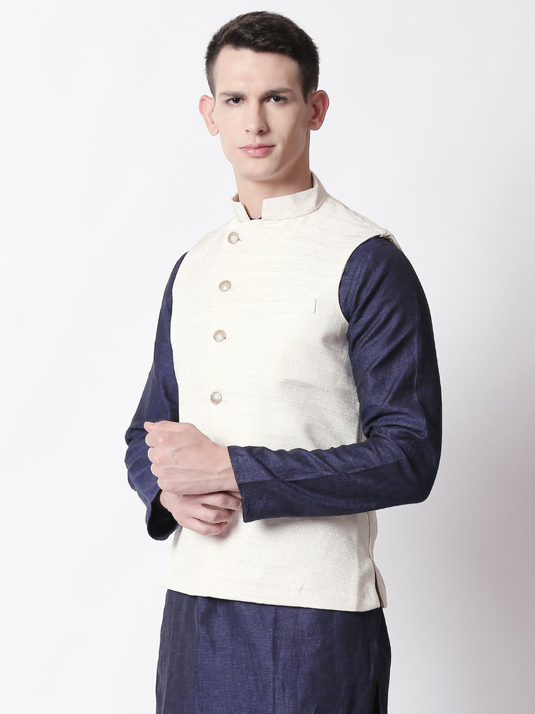 Men Straight Sleeveless Ivory Jackets