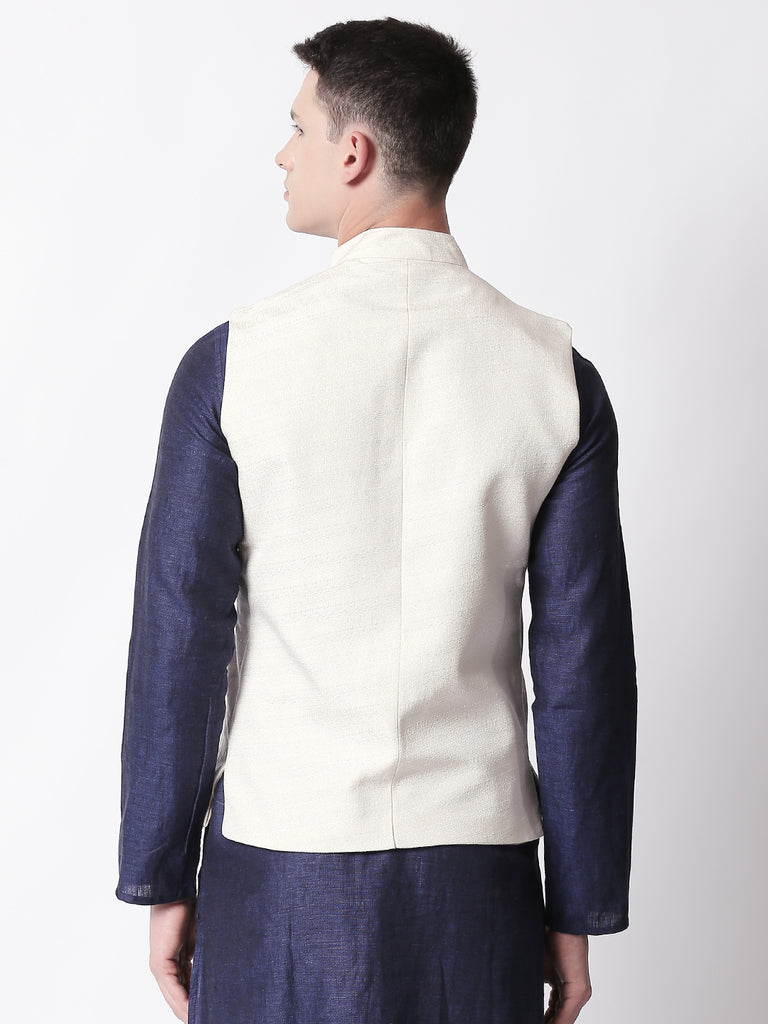 Men Straight Sleeveless Ivory Jackets