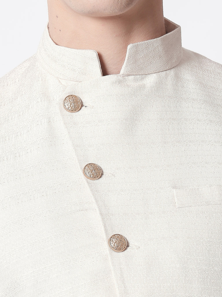 Men Straight Sleeveless Ivory Jackets