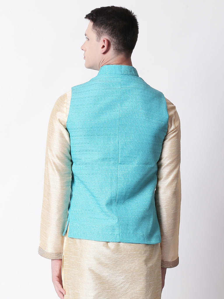 Men Straight Sleeveless Turq Jackets