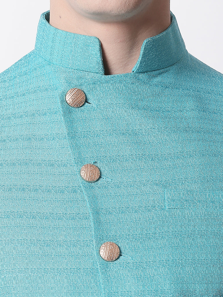 Men Straight Sleeveless Turq Jackets