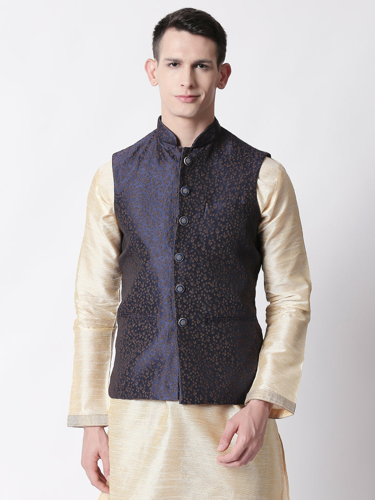 Men Straight Sleeveless Navy Jackets