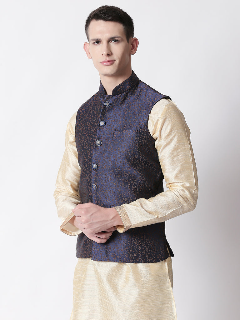 Men Straight Sleeveless Navy Jackets
