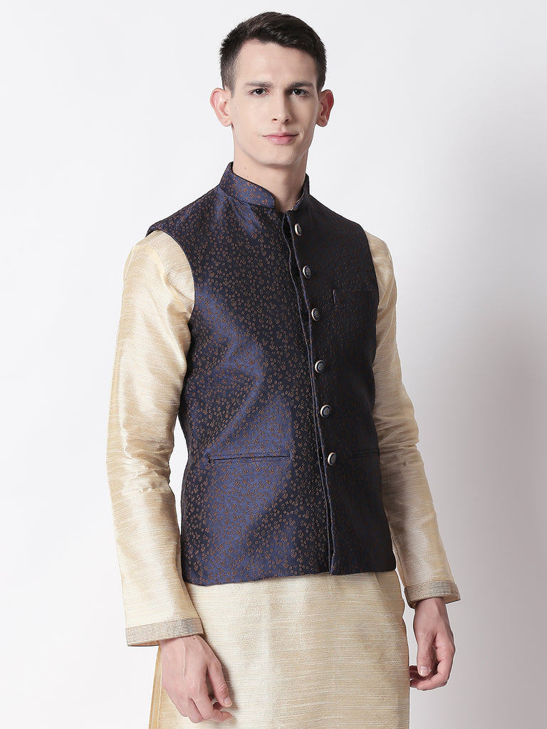 Men Straight Sleeveless Navy Jackets