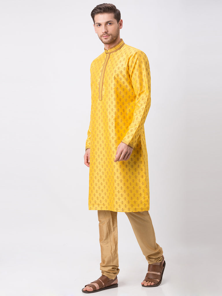 Men Straight Full Sleeve Yellow Kp Set