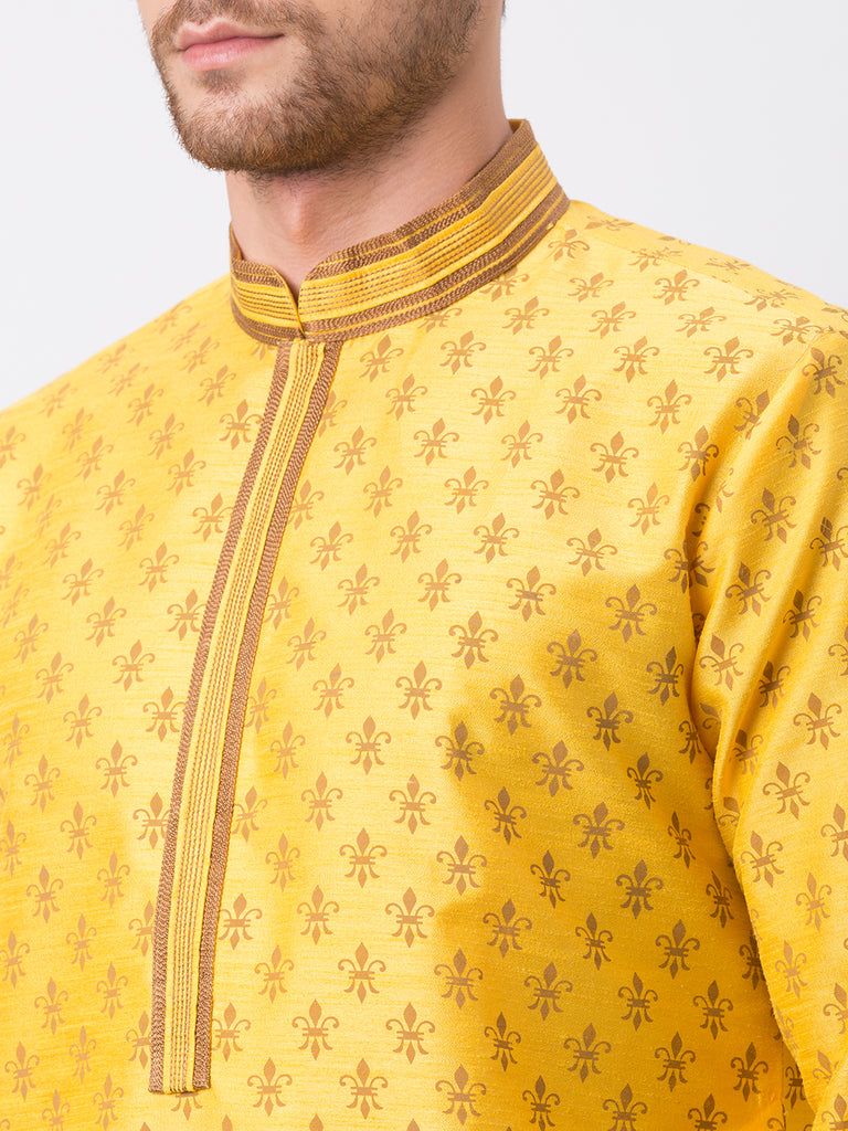 Men Straight Full Sleeve Yellow Kp Set