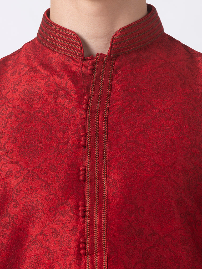 Men Straight Full Sleeve Maroon Kp Set