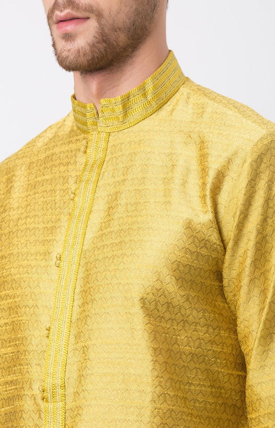 Men Straight Full Sleeve Yellow Kp Set