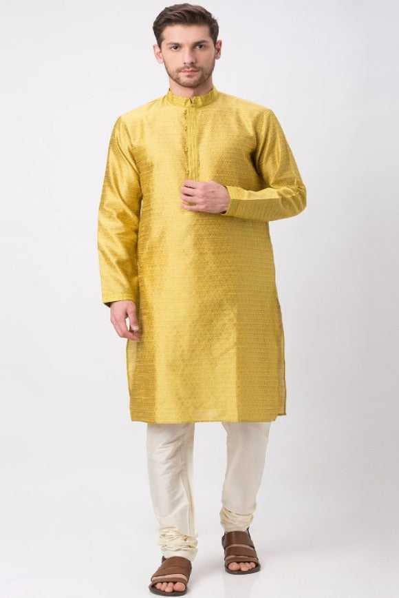 Men Straight Full Sleeve Yellow Kp Set