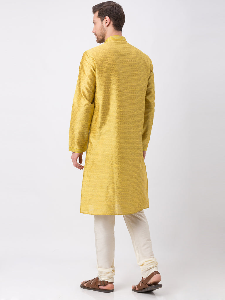 Men Straight Full Sleeve Yellow Kp Set