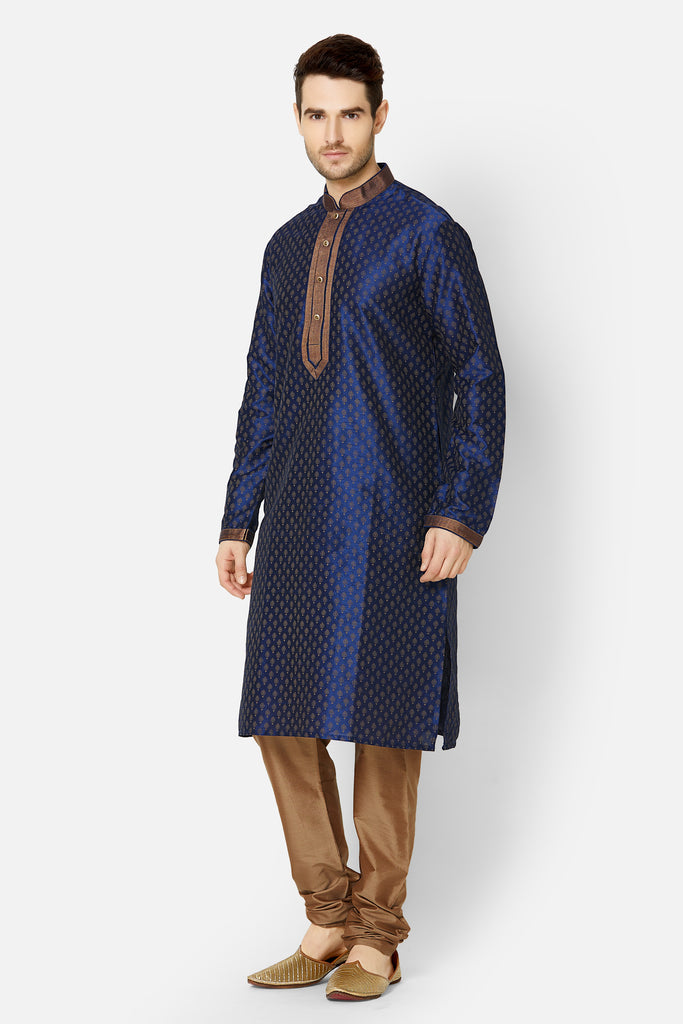 Men Straight Full Sleeve Navy Kp Set