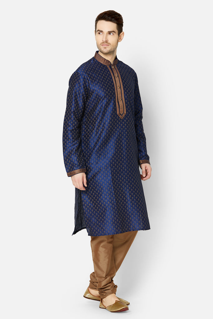 Men Straight Full Sleeve Navy Kp Set