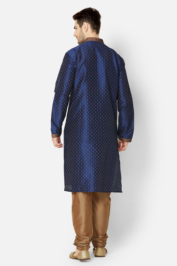 Men Straight Full Sleeve Navy Kp Set
