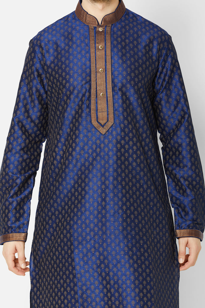 Men Straight Full Sleeve Navy Kp Set